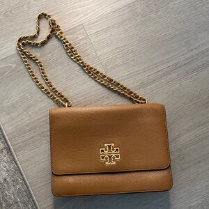 Tory Burch Tan Leather Chain Shoulder Bag
